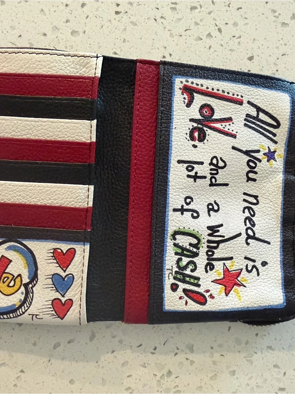 Brighton Fashionista Love Scribble Leather Wallet Organizer - Great Condition